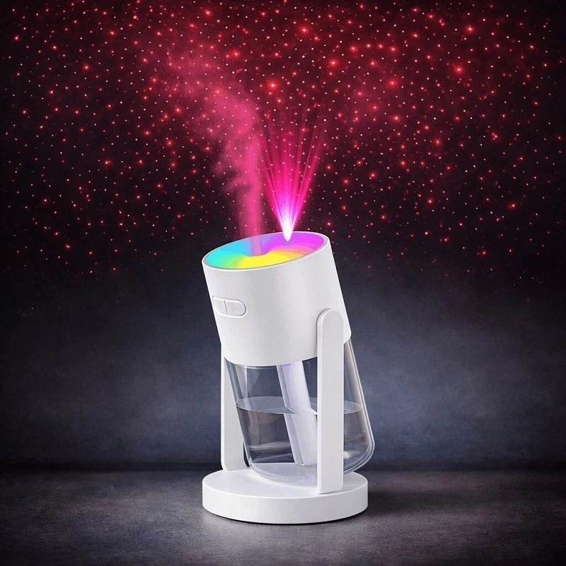 Yıldızlı Projektör Hava Nemlendirici Aromaterapi Ultrasonik Buhar Makinesi Araç ve Ev Uyumlu 280ML