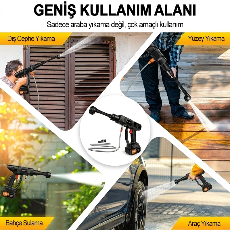 Leerfei 48V Çift Akülü Şarjlı ve Yüksek Basınçlı Oto Yıkama Makinesi
