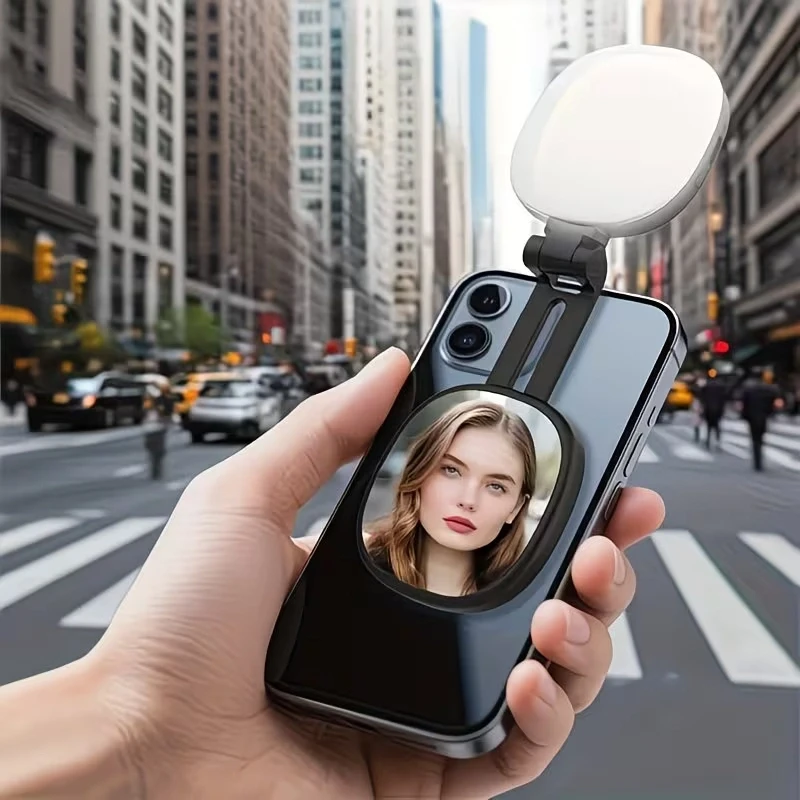 Manyetik LED Telefon Işığı Şarjlı Aynalı Selfie ve Video Çekim Dolgu Işığı 5 Renk Modlu Influencer Işığı