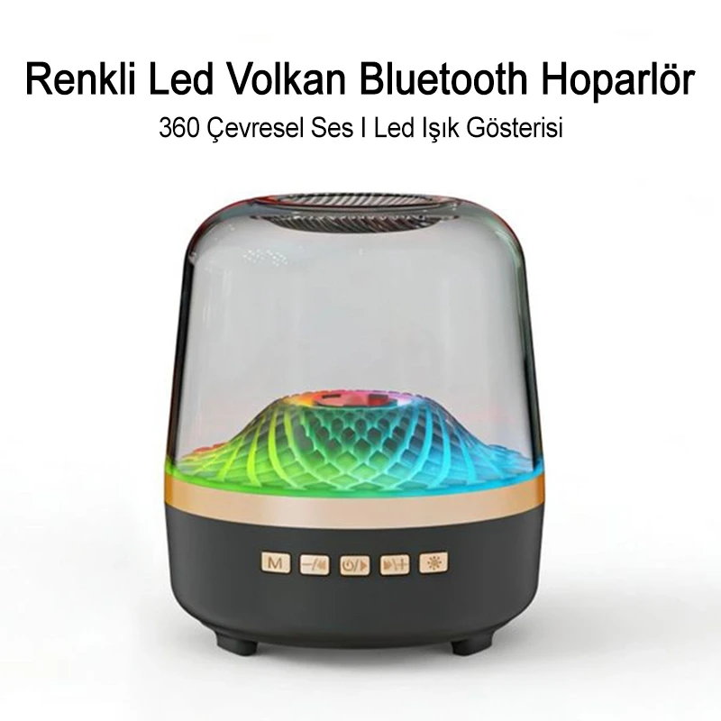 Parti Kamp İçin TWS Özellikli Renkli Led Işıklı Bluetooth Hoparlör Güçlü Ses Bombası Birbiri İle Eşleşme Özellikli