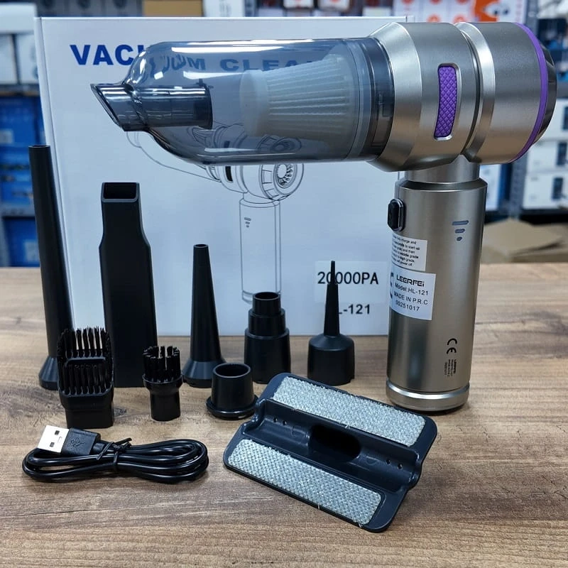 20.000 PA 3 Kademeli Çantalı 11 Parça Profesyonel Ultra Çekim Güçlü Şarjlı Araç Süpürgesi