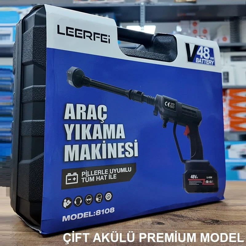 Leerfei 48V Çift Akülü Şarjlı ve Yüksek Basınçlı Oto Yıkama Makinesi