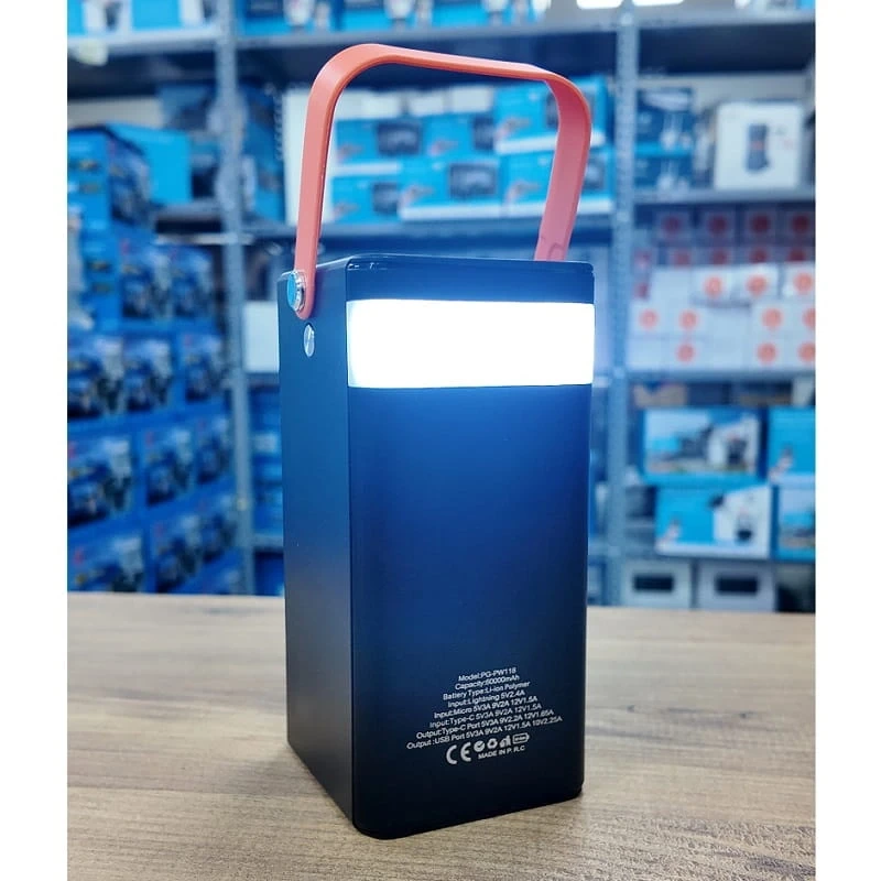 60.000 Mah Powerbank 4 Usb Micro Type-c Lıghtnıng Girişli El Fenerli Taşınabilir Şarj Aleti
