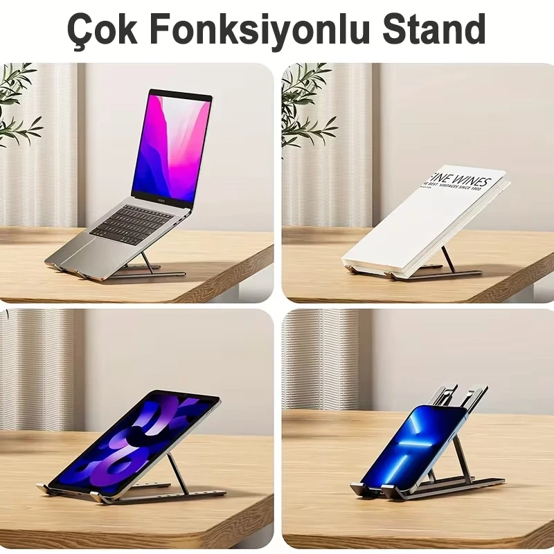 Alüminyum Yükseklik Ayarlı Katlanabilir Laptop Tablet Standı