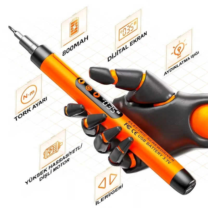 46 Parça Şarjlı Tornavida Seti Yüksek Torklu Sessiz Dayanıklı USB İle Şarj Edilebilir