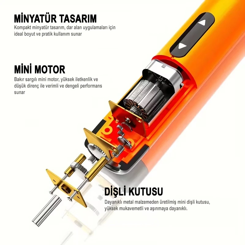 46 Parça Şarjlı Tornavida Seti Yüksek Torklu Sessiz Dayanıklı USB İle Şarj Edilebilir