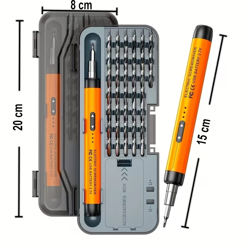 46 Parça Şarjlı Tornavida Seti Yüksek Torklu Sessiz Dayanıklı USB İle Şarj Edilebilir