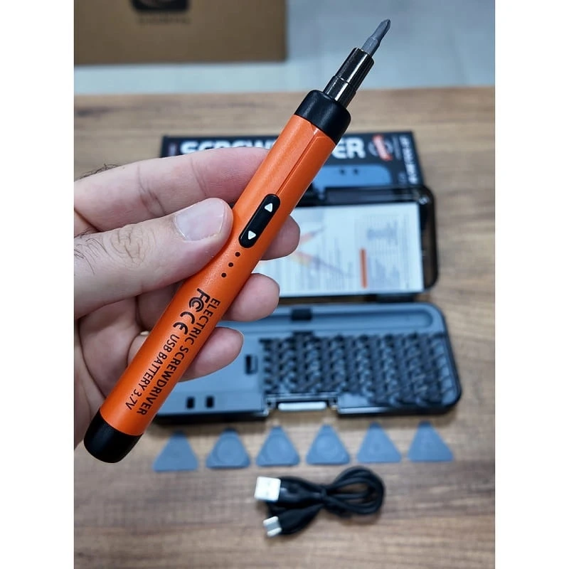 46 Parça Şarjlı Tornavida Seti Yüksek Torklu Sessiz Dayanıklı USB İle Şarj Edilebilir