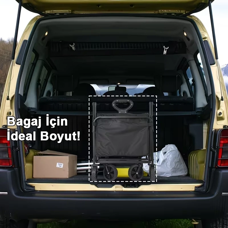 Katlanır Portatif Taşıma Aracı Kamp Arabası Piknik Plaj Pazar Market Koli Yük Paket El Arabası