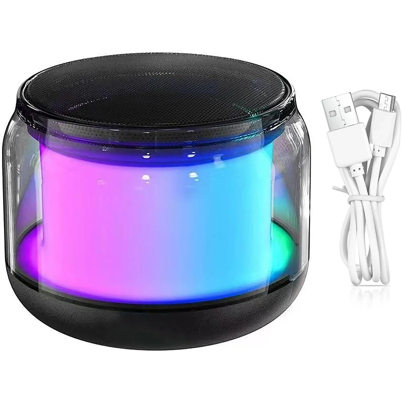 Güçlü Baslı Mini Bluetooth Hoparlör 15 Saat Çalma Süresi RGB Renkli Ledli Parti Hoparlörü