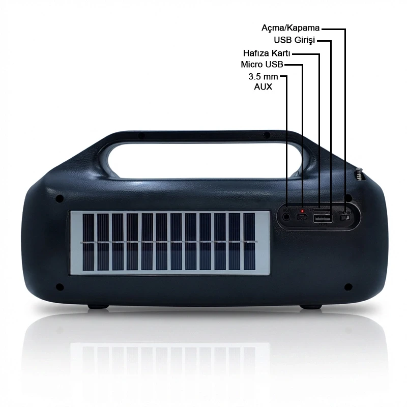 Concord Solar Güneş Enerjili FM Radyo Fenerli Bluetooth Hoparlör Ses Bombası Speaker