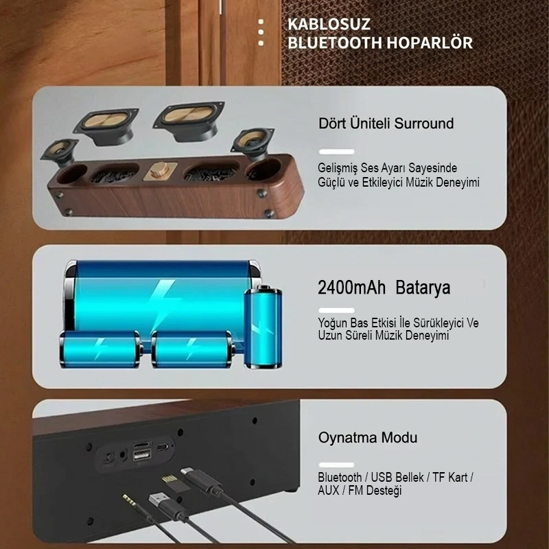 Premium Ultra HD Sound Portatif Mini Ses Sistemi Bluetooth 5.2 USB TF Kart TV Bilgisayar Tablet Telefon Hoparlörü