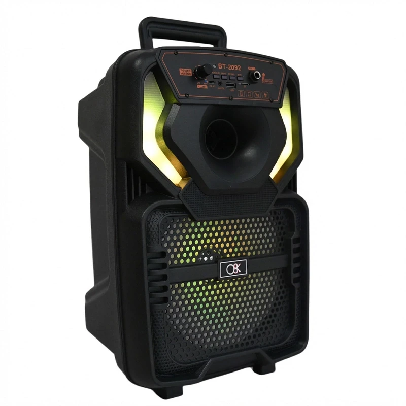 8 İnç Taşınabilir Bluetooth Hoparlör Güçlü Ses Karaoke Mikrofonlu FM Radyo USB Kumandalı Speaker