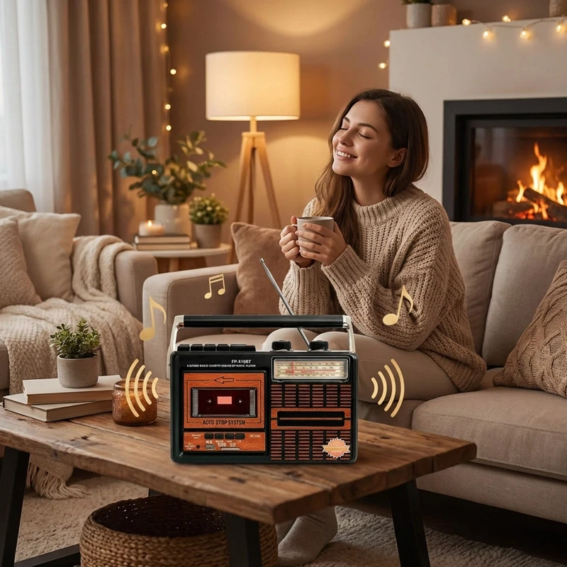 Nostaljik Bluetooth Usb Sd Fm Kaset Çalar Retro 4 Bant Radyo