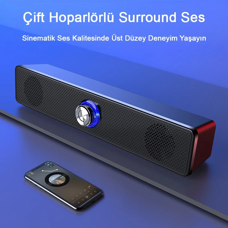 Portatif Mini Ses Sistemi Bluetooth 5.2 USB TF Kart TV Bilgisayar Tablet Telefon Hoparlörü