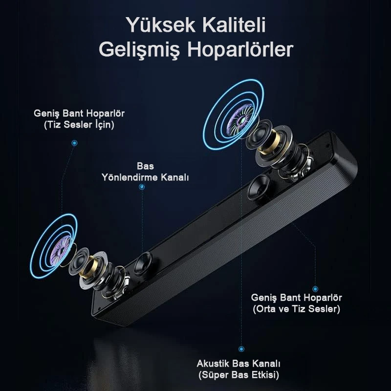 Portatif Mini Ses Sistemi Bluetooth 5.2 USB TF Kart TV Bilgisayar Tablet Telefon Hoparlörü