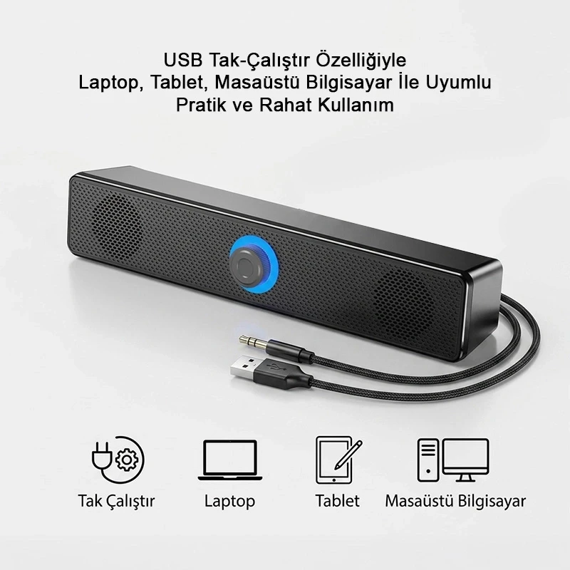 Portatif Mini Ses Sistemi Bluetooth 5.2 USB TF Kart TV Bilgisayar Tablet Telefon Hoparlörü