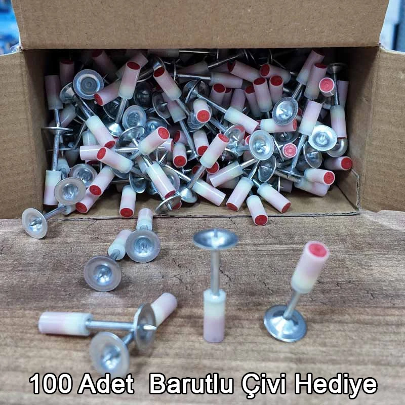 Profesyonel Montaj İçin Beton Duvar ve Çelik Yüzey Çivi Sabitleme Makinesi Çivi Çakma Makinesi 100 Adet Pul Başlı Çivi Hediyeli