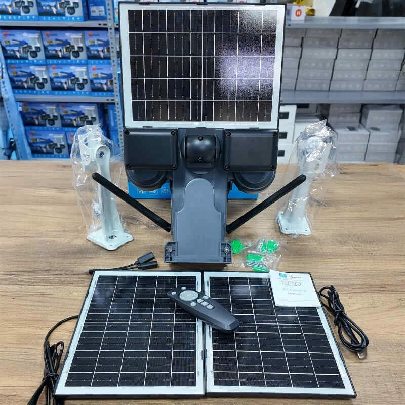 O-Kam Premium 4G 12MP SIM Kartlı 4 Kameralı 4 Görüntülü 3 Adet Solar Panel Kumandalı Projektörlü Renkli Gece Görüşlü Güvenlik Kamerası