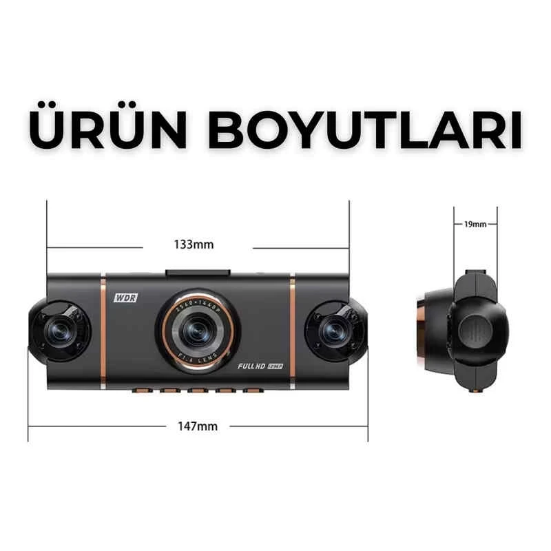 MPIA Premium 1080P Full Hd 4 Kameralı Wifi Özellikli Telefondan İzleme Arka Park Kamerası Sensörlü Lcd Ekranlı Araç Kamerası