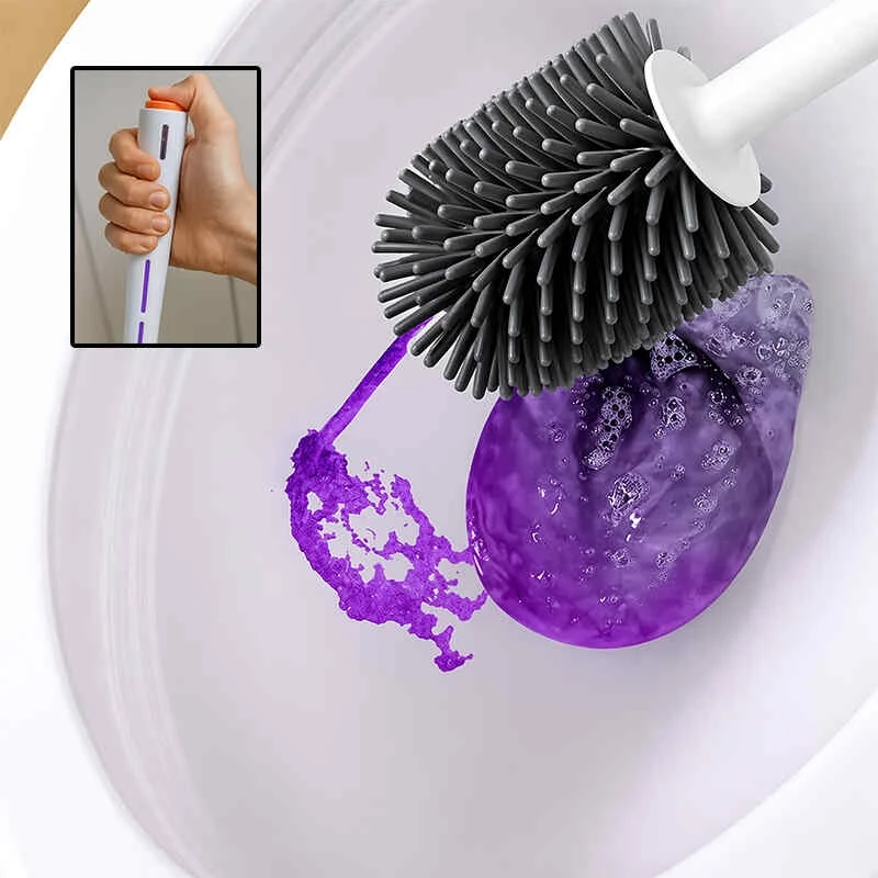 Deterjan Hazneli Silikon Tuvalet Fırçası Yeni Nesil Klozet ve WC Temizlik Fırçası