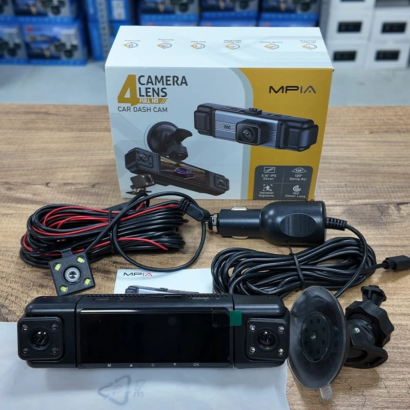 MPIA 1080P Full Hd 4 Kameralı Telefondan İzleme Arka Park Kamerası Sensörlü Lcd Ekranlı Araç Kamerası