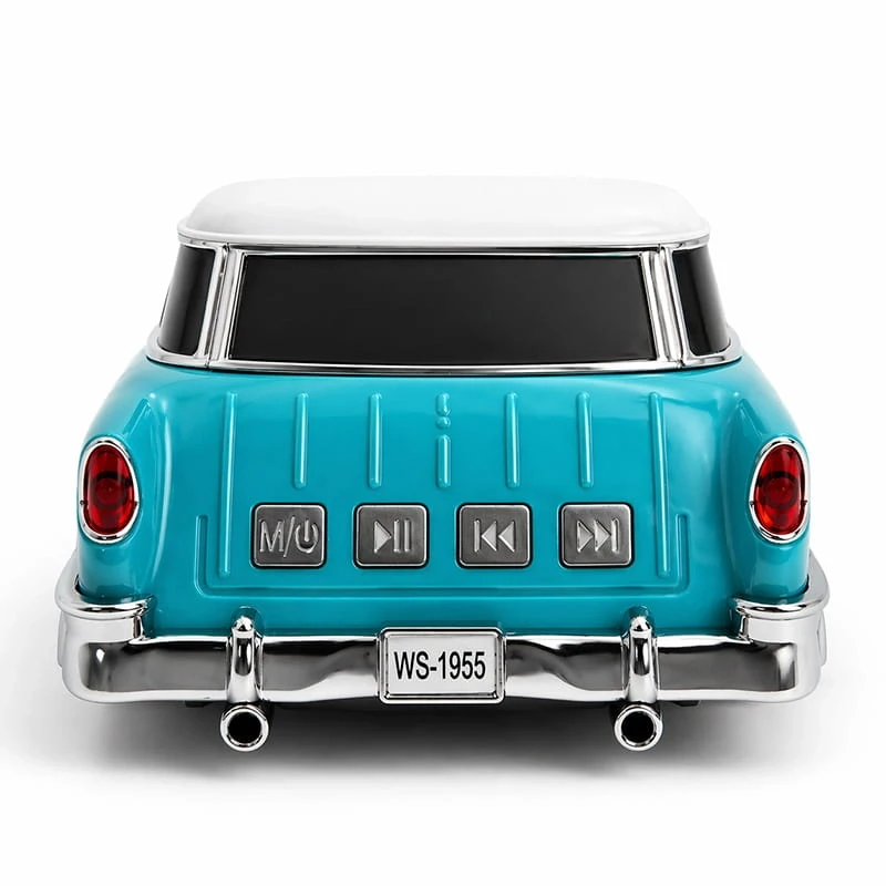 1955 Model Klasik Araba Bluetooth Hoparlör Speaker 10 Watt Fm Radyo Sd Kart USB Turkuaz