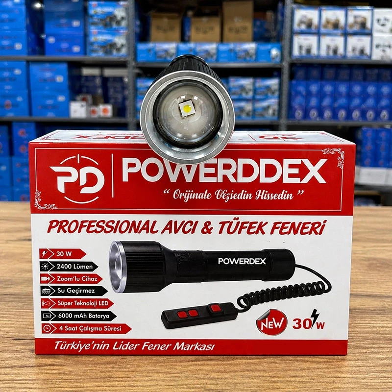 2400 Lümen 30W Profesyonel Zoomlu El Feneri Uzun Menzilli TFK Feneri