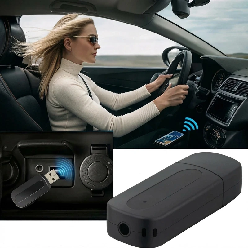 Araç İçi Kablosuz Aux Bluetooth Kiti USB 3.5mm Jack Bluetooth Receiver Aux Kablo Wireless Araç Kiti Kablosuz Kit BT-13
