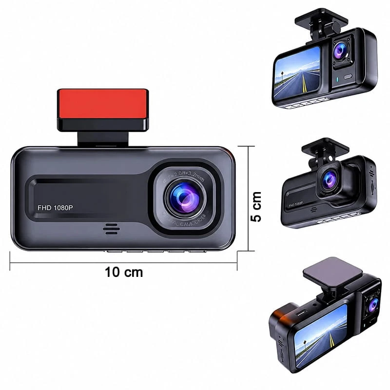 MPIA 1080P Full Hd 3 Kameralı Wifi Özellikli Telefondan İzleme Arka Park Kamerası Sensörlü Lcd Ekranlı Araç Kamerası