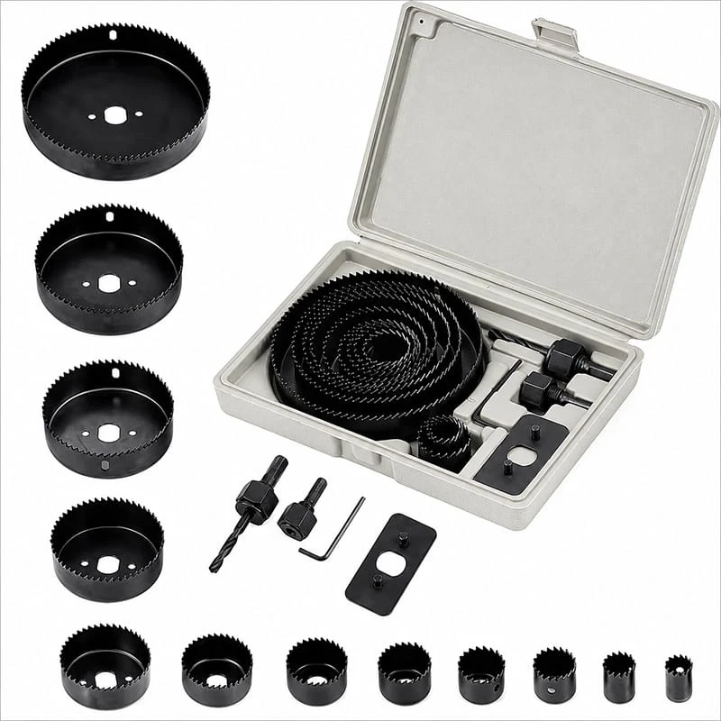 16 Parça Buat Açma Seti Panç Seti Yuvarlak Delik Açma Seti Ahşap Panç Seti