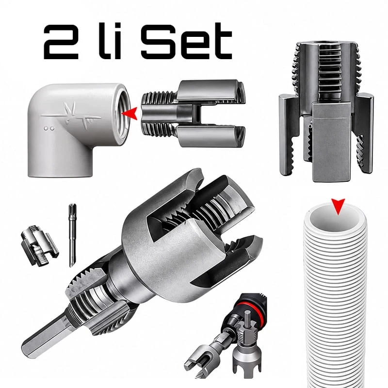 2 Li Set İç ve Dış Plastik Boru Diş Açma Seti 1/2 ve 3/4 İnç Borularla Uyumlu PVC Boru Diş Açma Aparatı