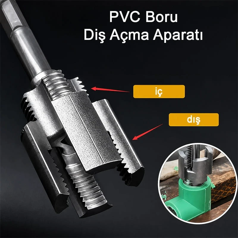 2 Li Set İç ve Dış Plastik Boru Diş Açma Seti 1/2 ve 3/4 İnç Borularla Uyumlu PVC Boru Diş Açma Aparatı
