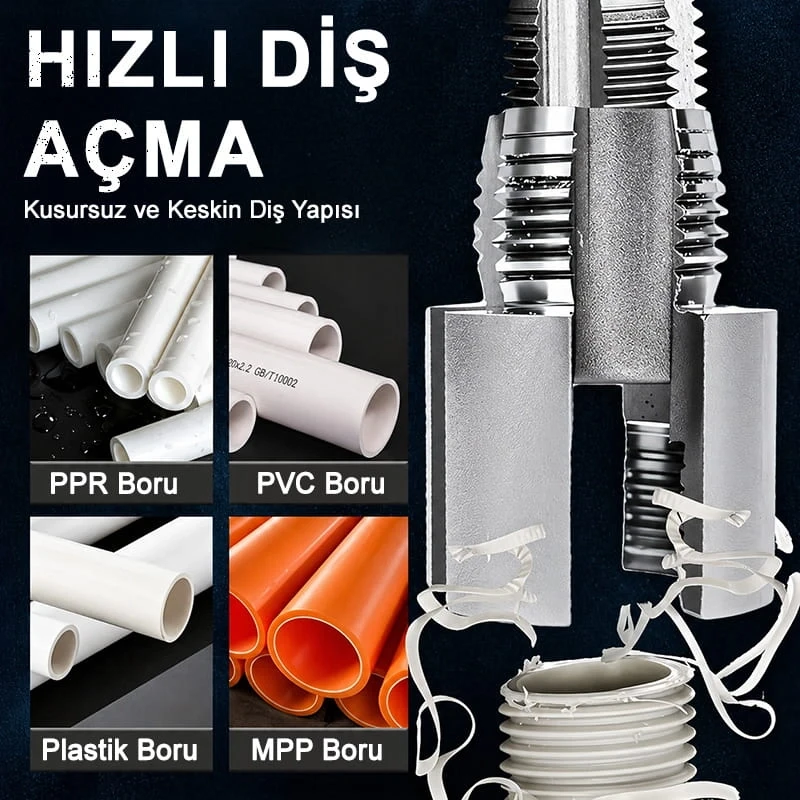 2 Li Set İç ve Dış Plastik Boru Diş Açma Seti 1/2 ve 3/4 İnç Borularla Uyumlu PVC Boru Diş Açma Aparatı