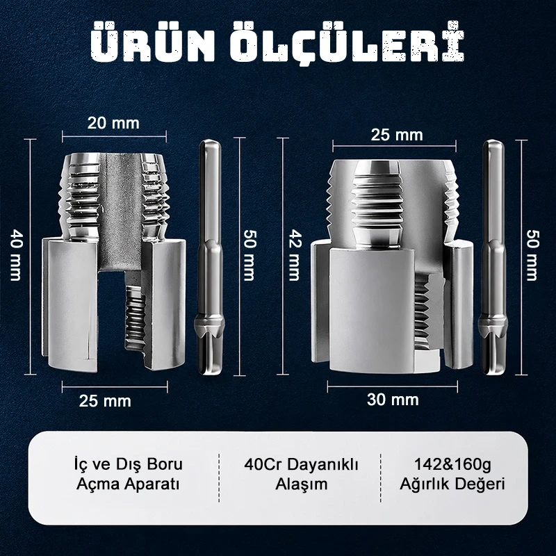 2 Li Set İç ve Dış Plastik Boru Diş Açma Seti 1/2 ve 3/4 İnç Borularla Uyumlu PVC Boru Diş Açma Aparatı