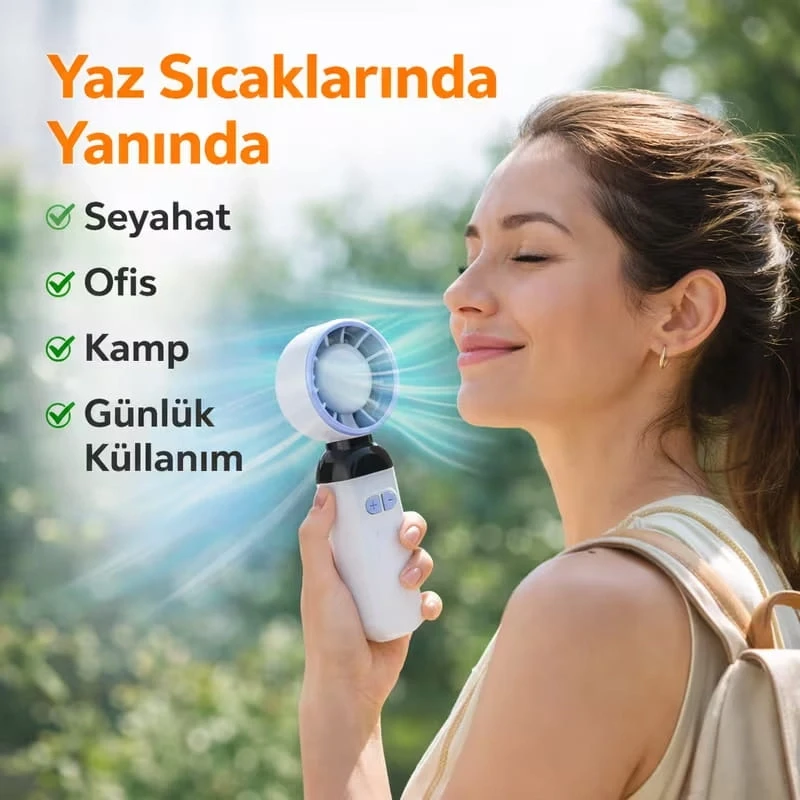 Katlanır El Tipi Turbo Fan Serinletici Vantilatör 100 Kademeli El Fanı Soğutucu Vantilatör