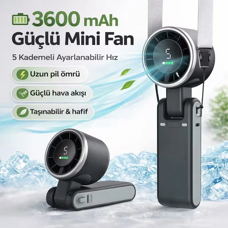 Katlanır Pro Model El Tipi Turbo Fan Serinletici Vantilatör 5 Vitesli El Fanı Soğutucu Vantilatör