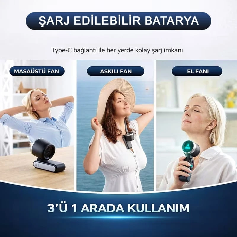 Katlanır Pro Model El Tipi Turbo Fan Serinletici Vantilatör 5 Vitesli El Fanı Soğutucu Vantilatör