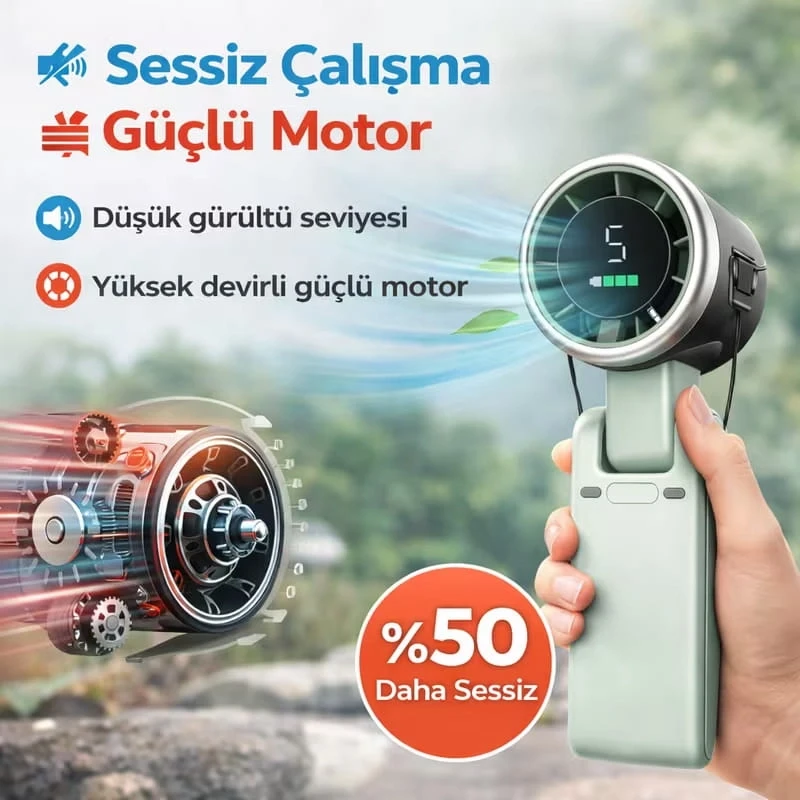 Katlanır Pro Model El Tipi Turbo Fan Serinletici Vantilatör 5 Vitesli El Fanı Soğutucu Vantilatör