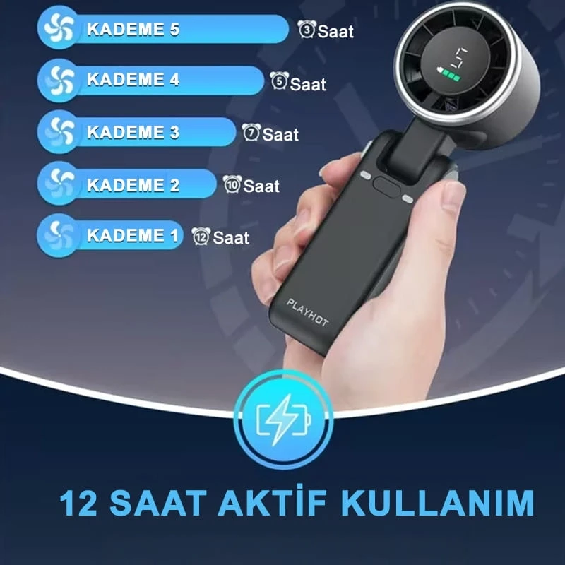 Katlanır Pro Model El Tipi Turbo Fan Serinletici Vantilatör 5 Vitesli El Fanı Soğutucu Vantilatör