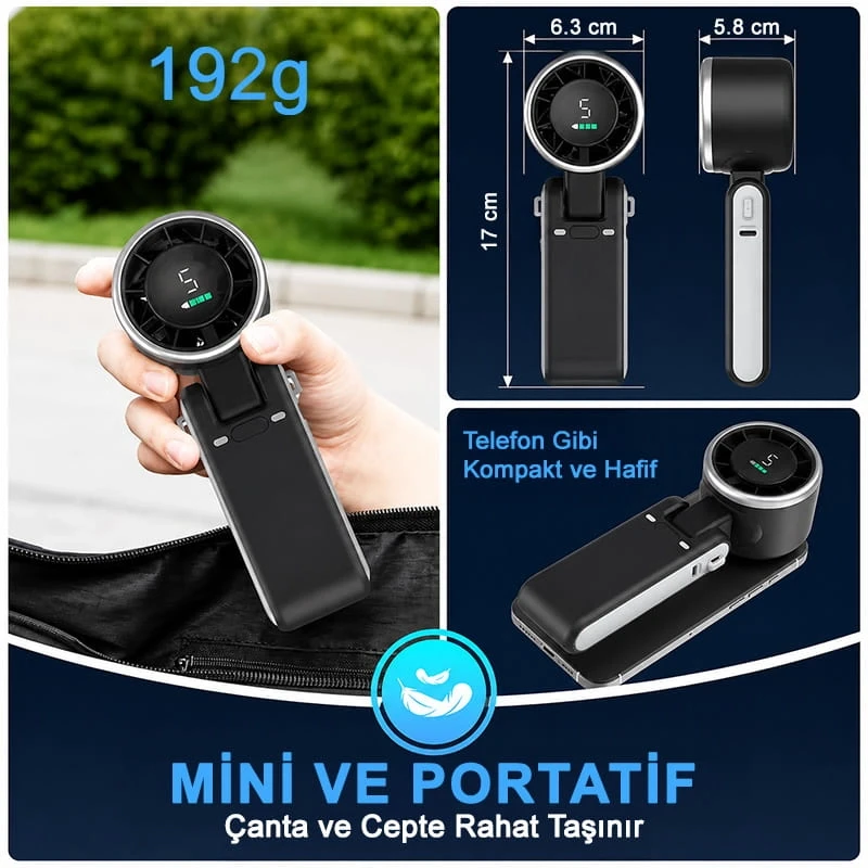 Katlanır Pro Model El Tipi Turbo Fan Serinletici Vantilatör 5 Vitesli El Fanı Soğutucu Vantilatör