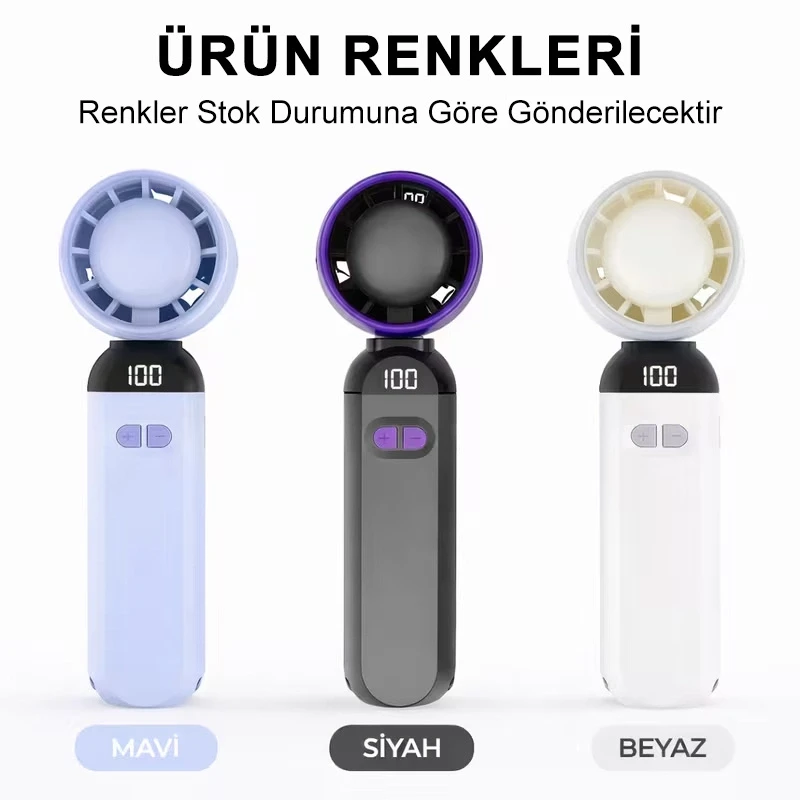 Katlanır El Tipi Turbo Fan Serinletici Vantilatör 100 Kademeli El Fanı Soğutucu Vantilatör