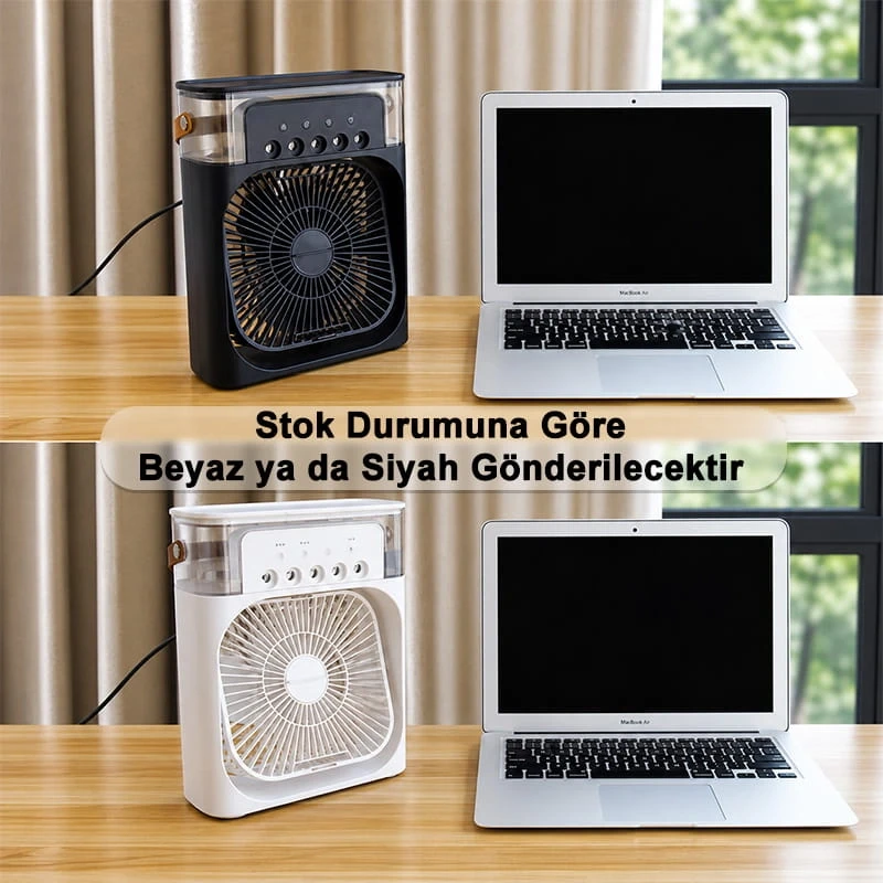 Işıklı 600 ml 5 Spreyli Vantilatör Buzlu Buharlı Mini Klima Mini Fan