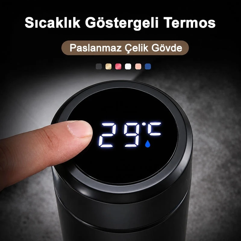 Siyah Dijital Sıcaklık Göstergeli Termos 500 ml