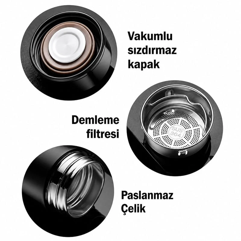 Siyah Dijital Sıcaklık Göstergeli Termos 500 ml