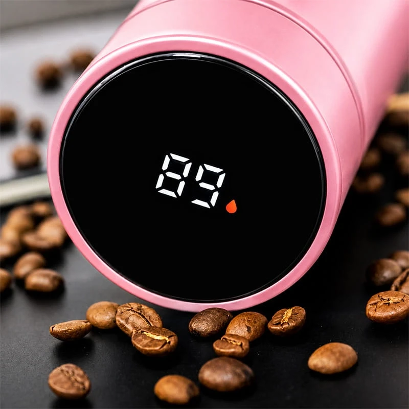 Pembe Dijital Sıcaklık Göstergeli Termos 500 ml
