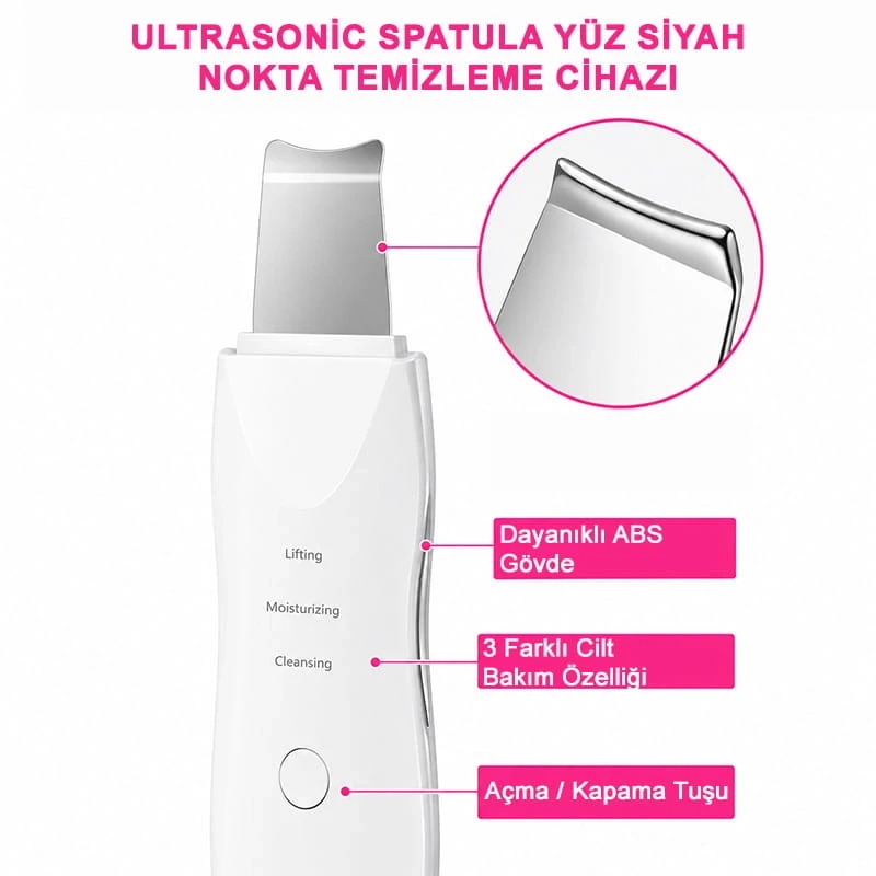 Ultrasonic Spatula Yüz Siyah Nokta Temizleme Cihazı Şarjlı Cilt Temizleyici