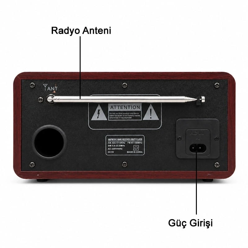 Retro Ahşap Bluetooth Hoparlör Radyo Profesyonel Stereo Ses TWS Mp3 Çalar FM USB TF Aux Girişlli