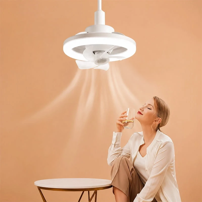 Döner Başlıklı Led Işıklı Tavan Vantilatörü Uzaktan Kumandalı Vantilatör Lamba Led Işıklı Fan