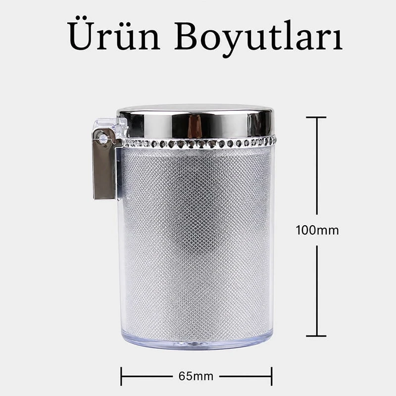 Işıklı Araç İçi Küllük LED Aydınlatmalı Kapaklı ve Koku Tutucu Otomobil Küllüğü Bardaklı